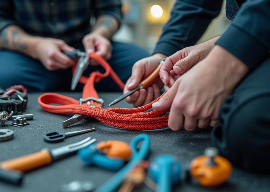 Certified technicians performing equipment maintenance